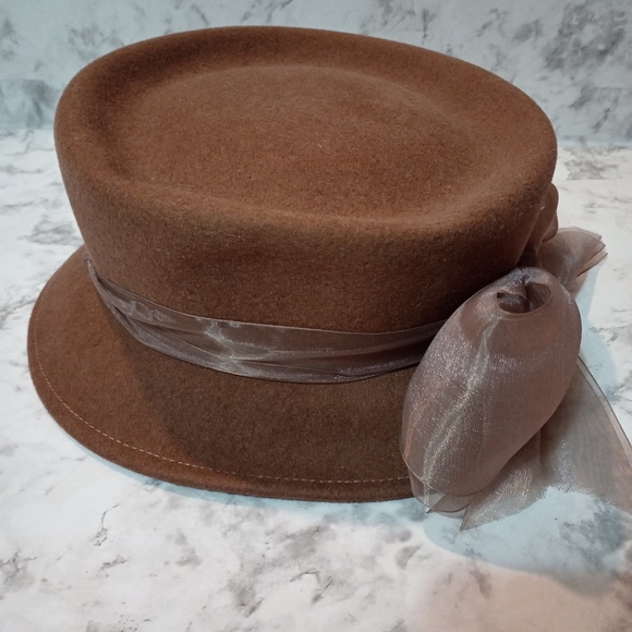 100%Wool Hat Brown With Bow - Picture 6 of 10
